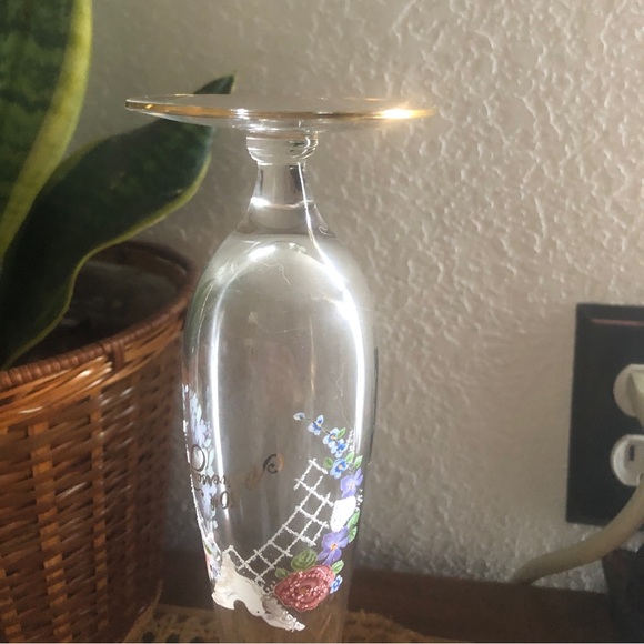 Rare Clear Hand Painted Fenton 50th Anniversary Bud Vase w/Ruffles & Gold Edging - Picture 10 of 16